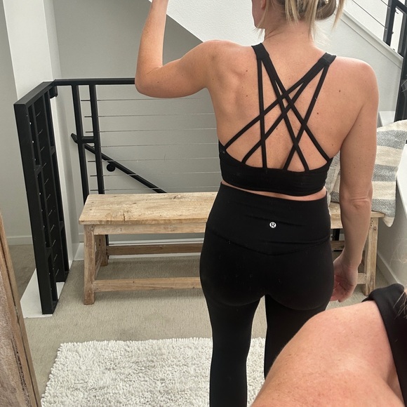 Lululemon Free To Be Longline Black Strappy Back Sports Bra athletic sporty 6 - Picture 7 of 10